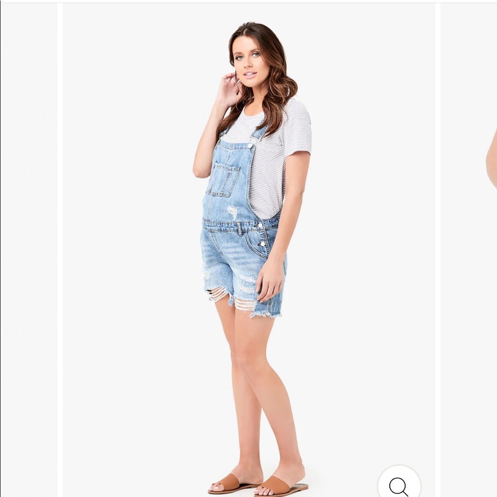 Ripe denim maternity overall shorts